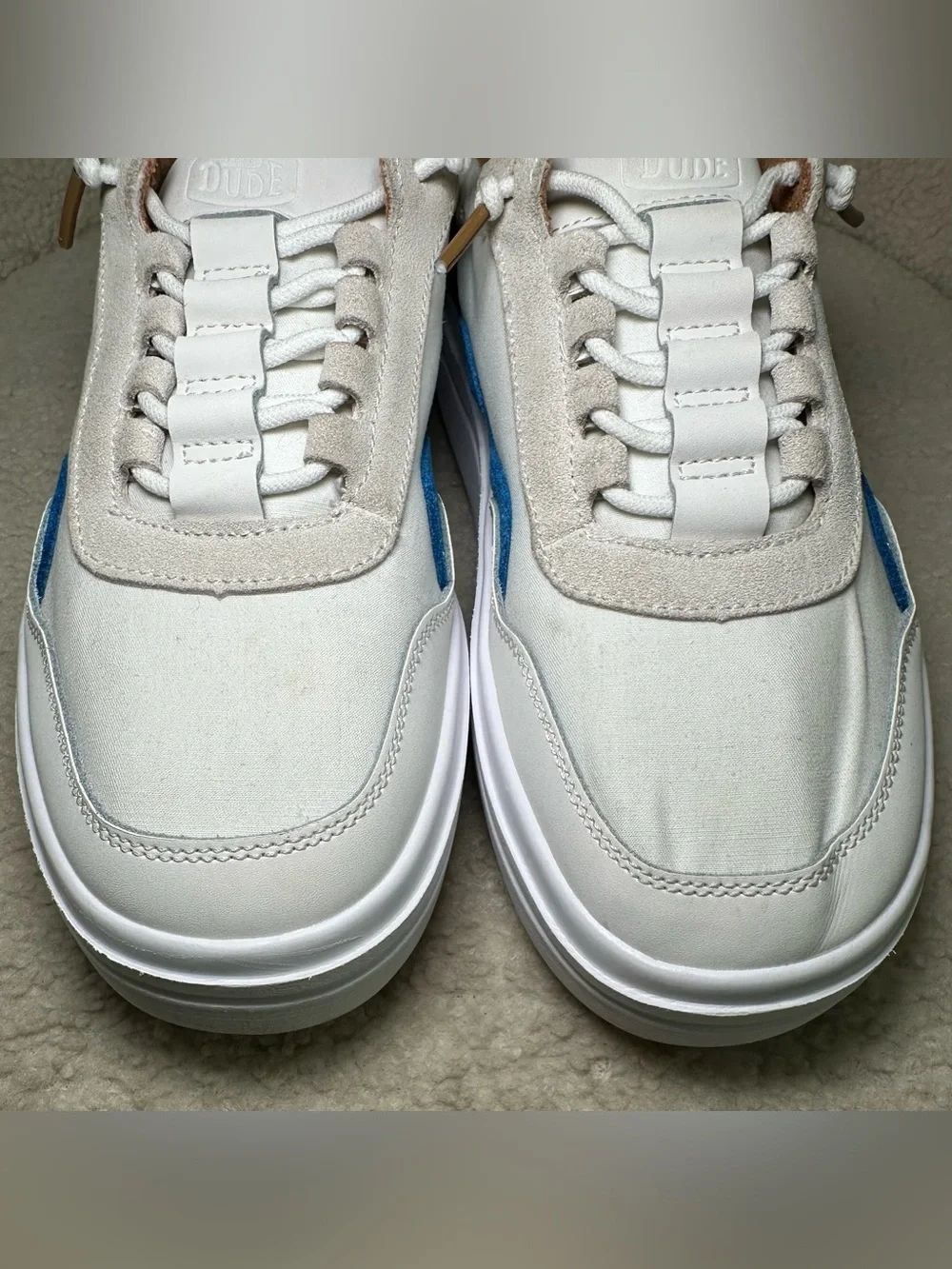 Hey Dude Hudson Lift Colorblock Platform Sneakers White Blue Pink Cute Colorful
